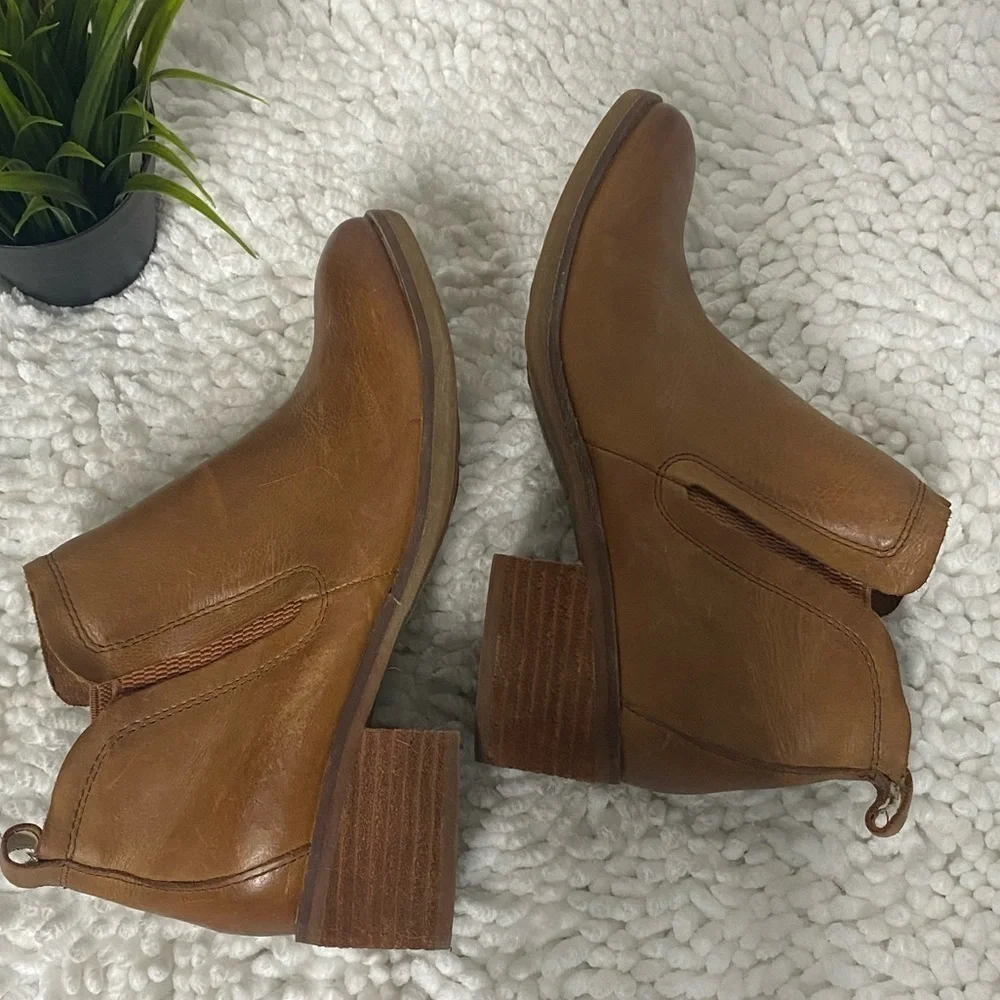 Korks by Kork-Ease Genuine Leather Cognac Tan Brown Ankle Boots, 6.5 or 6 1/2